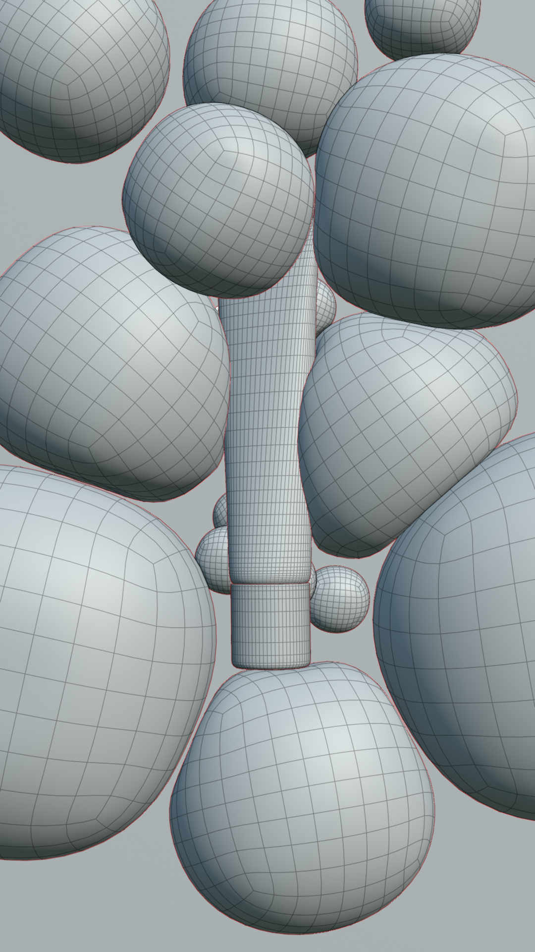 Wireframe du modèle 3D Respire, géométrie avant rendu