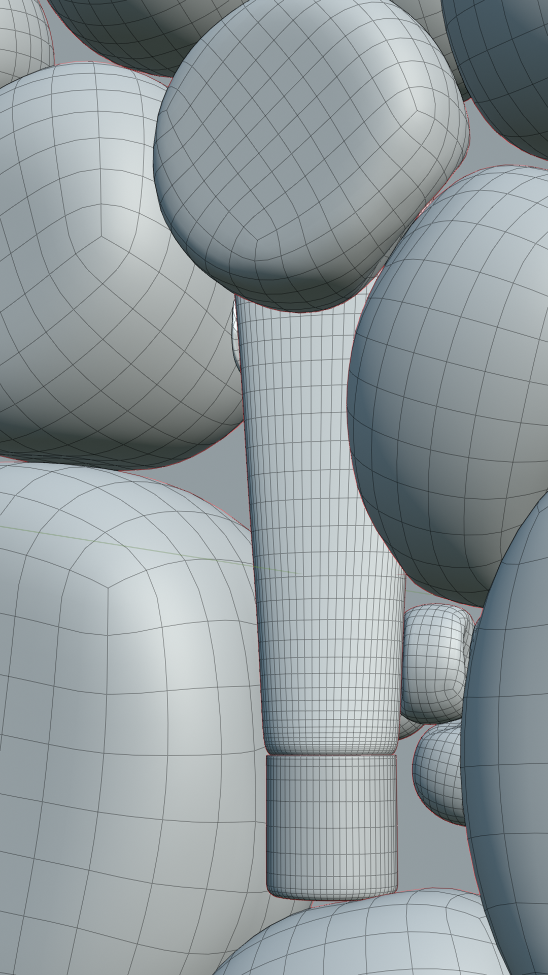 Wireframe close-up Respire, détail géométrie 3D